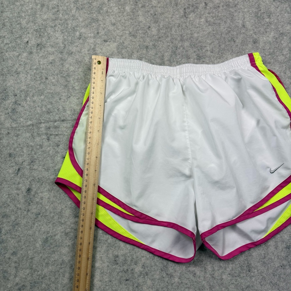 Women’s Nike Dri Fit White/pink/neon Yellow  Lined Running Shorts Size Medium - Picture 2 of 14